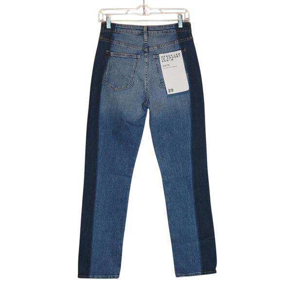 Derek Lam Kate High Rise Ankle Straight Denim Jean Colorblock Blue Designer 29 - Picture 9 of 15